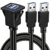 BATIGE Dual Ports Square USB 3.0 Panel Flush Mount Extension