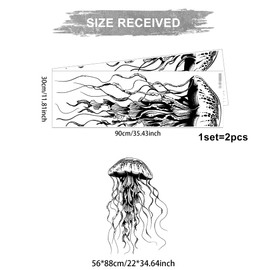 Large Jellyfish Wall Decal,Under The Sea Jellyfish Wall Sticker,Waterproof Peel and Stick Removable Ocean Mural for Baby Nursery Boy Girls Room Bedroom Bathroom Daycare Playroom Classroom Wall Decor