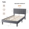 OLIXIS Bed Frame with Headboard Sturdy Slats Support Noise Free