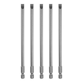 HARFINGTON 5pcs SL6 Magnetic Slotted Screwdriver Bits 6mm S2 Steel Flat Head Screwdriver Bit 1/4" Hex Shank Industrial Grade Screw Driver Drill Bits 6" Long for Remove Fastening Screws