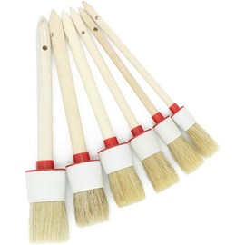 PUBAMALL Sistema de Cepillo del Detalle del Pelo del jabalí Natural, Sistema de Cepillo Que detalla para la Limpieza Weels/Engine/Interior/Emblems/Interior/Exterior/Air Vents（6 Pcs）
