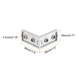 sourcing map 16Pcs Inside Corner Bracket Gusset, 38x38x18mm 2040 Angle Connectors for 2020/2040 Series Aluminum Extrusion Profile Silver