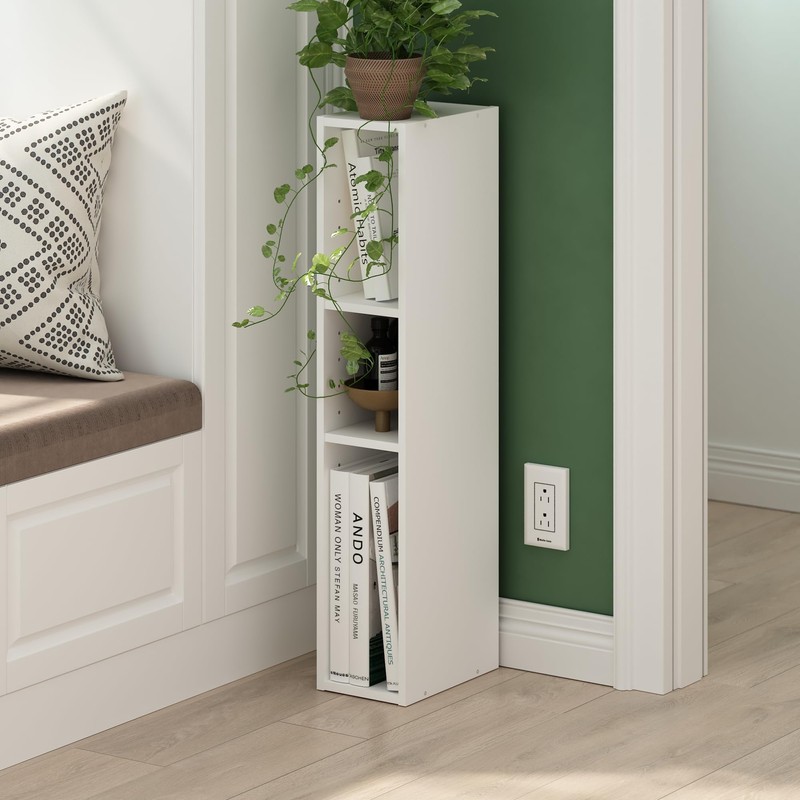 Furinno Fulda Book Shelf, 3-Tier Narrow Bookshelf, Bookcase with 6-in