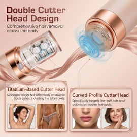 Facial Hair Remover for Women, Rechargeable Cordless Electric Trimmer with LED, for Face, Upper Lip, and Chin