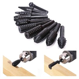 Wjelet 10 Piece Wood Cutter Wood Rasp Set for Drill, Milling Drill Rasp Wood Milling Cutter Cylinder Milling Cutter Tenon Cutter Cone Cutter Ball Cutter Cordless Screwdriver Drill Shank Tools