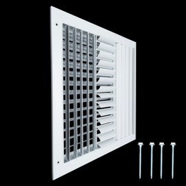 Fits 14x14 Duct Opening Aluminum 4-Way Adjustable Air Supply Grille by Handua | Curved Blade Register Vent Cover for Sidewall & Ceiling | White | Outer Size: 15.75" X 15.75"