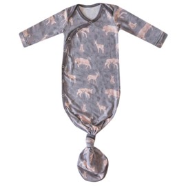 Copper Pearl Baby Gown - Knotted Newborn Sleepers for Baby Boy and Girl, Soft Stretchy Long Sleeve Infant Gowns with Bottom Tie and Hand Mittens, Perfect Hospital Coming Home Outfit (Timber)