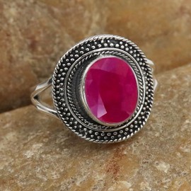 Im Labor gezüchteter Rubin Edelstein 925 Sterling silber Band Ring Herren und Damen Handgefertigter Schmuck CRG1085AM17_(63 (20.1))