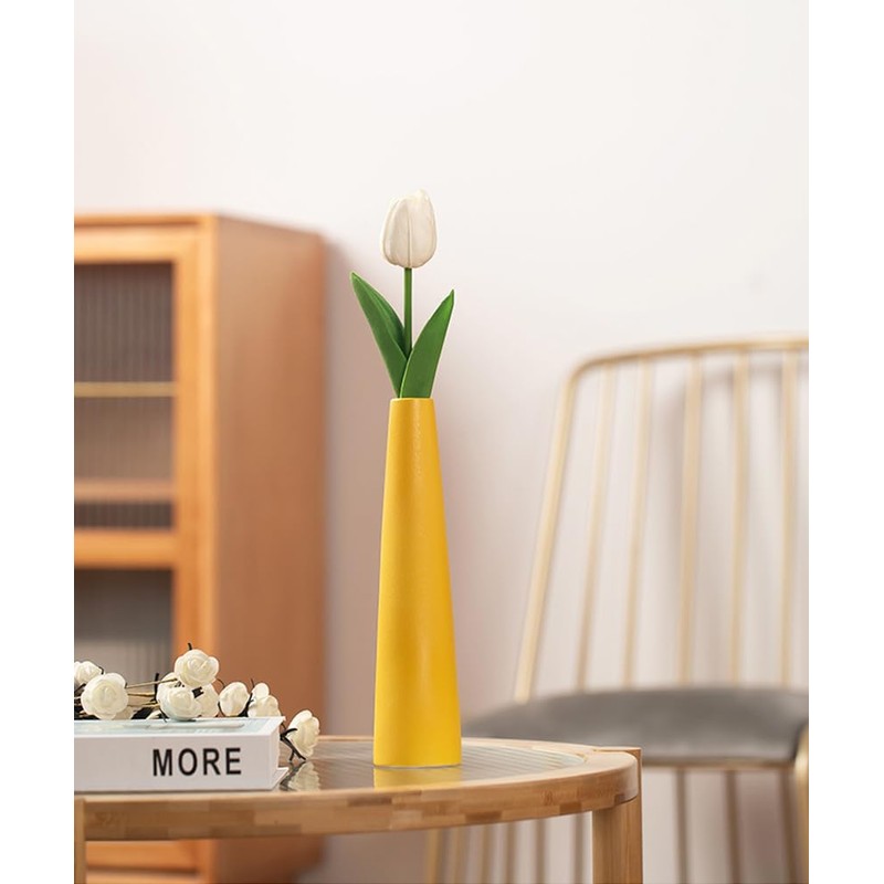 Ceramic Bud Vase Tall Conic Single Stem Flower Vase for