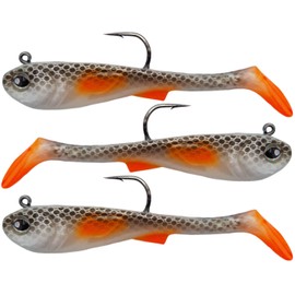 FISHN® GRUMPYbaby Rubberfish Set - Weight: 13g, Length: 11cm - Extreme swimming action, fishing lures for pike fishing, Softbait (3 pieces) (GRUMPYbaby Real Ghost)