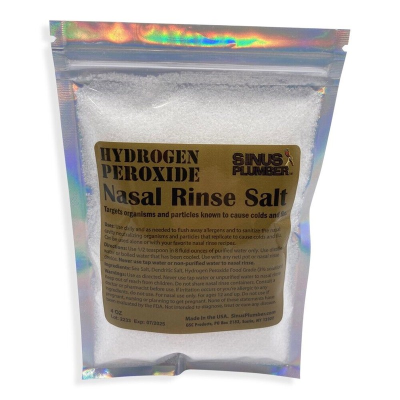 Sinus Plumber Hydrogen Peroxide Nasal Rinse Salt Allergy Cold and