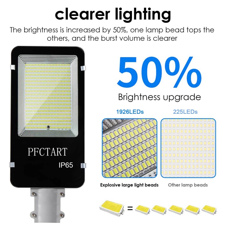 PFCTART 1600W Solar Street Light Outdoor Dusk to Dawn Road