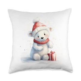Icebear theme Christmas Danish Design Polar Bear Winter Throw Pillow, 18x18, Multicolor