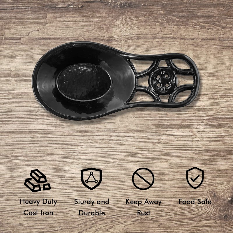 Cooking Spoon Rest for Stove Top, Cast Iron Spoon Holder