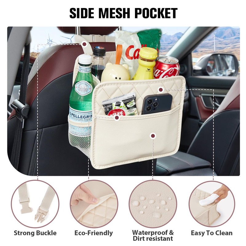 LXUNYI Car Seat Organizer,2 Pack Waterproof Pu Leather Backseat Car