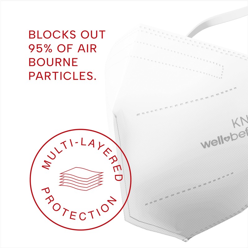 Well Before KN95 Disposable Face Mask | Individually Wrapped 5-layer