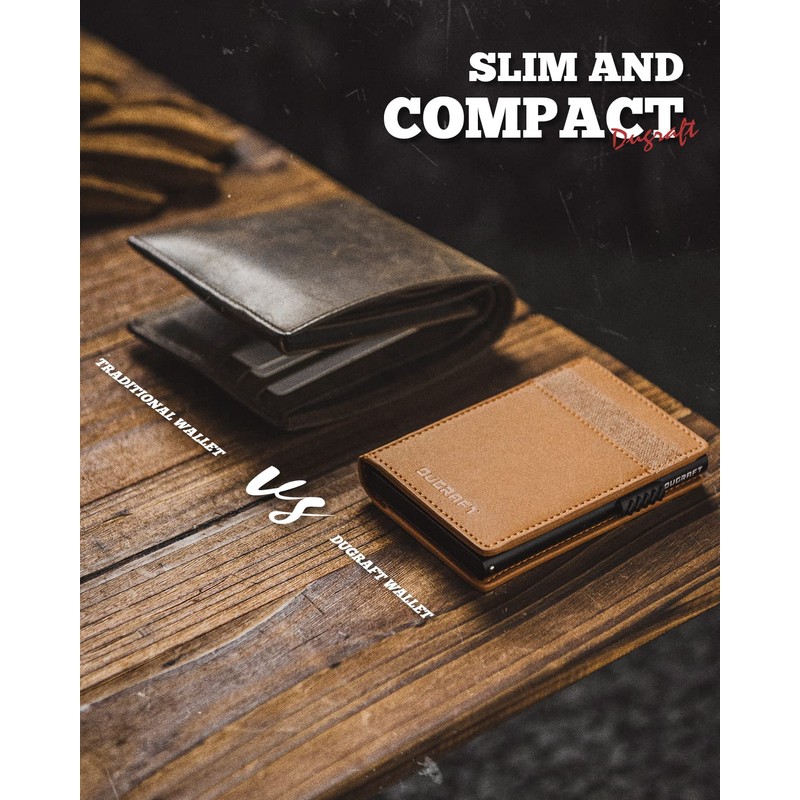 DUGRAFT Slim Card Holder for Men with Aluminum POP UP