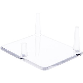 Plymor Clear Acrylic Rectangular Base with 3 Display Prongs for Geode, Mineral or Crystal Cluster, 1.375" H x 4.25" W x 3.5" D