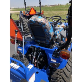 Durafit Seat Covers, Seat Covers for Tractor New Holland Workmaster 25S in Automotive Fabrics, Camo and Solids (NH01) (MC2 Blue
