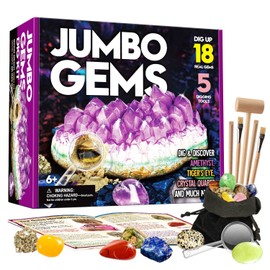 XXTOYS Gemstone Excavation Kit, Toy, Gemstone, Crystal Finding, Gemstone Excavation Kit, Christmas Gift, Crystal Mining, Mineral Specimen Toy, Amethyst, Set of 18, Kids, Geology, Present, Gift