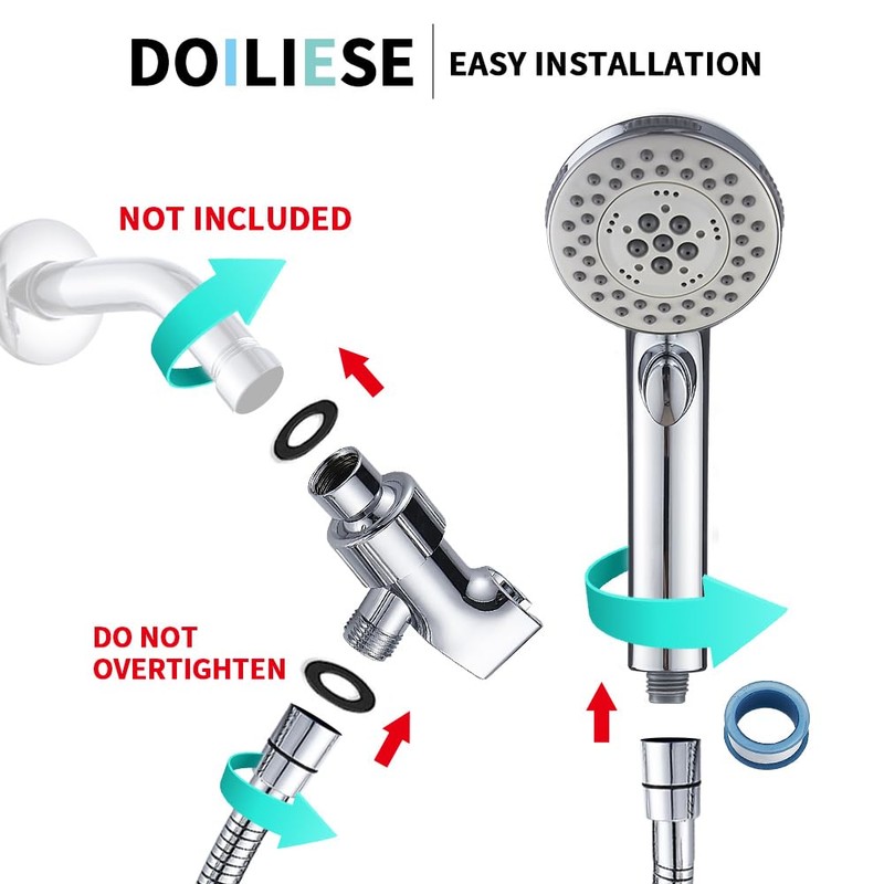 DOILIESE High Pressure Shower Head with Handheld Spray 6 Settings
