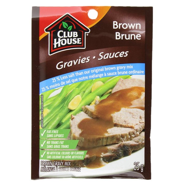 Club House Brown 25% Less Salt Gravy Mix, 25g/1oz, Imported from Canada}