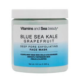 Deep Pore Exfoliating Face Mask with Blue Sea Kale Grapefruit – for Blackheads, Dead Skin Removal, Clarifying & Hydrating – Vegan & Clean Skincare – 8.5 oz