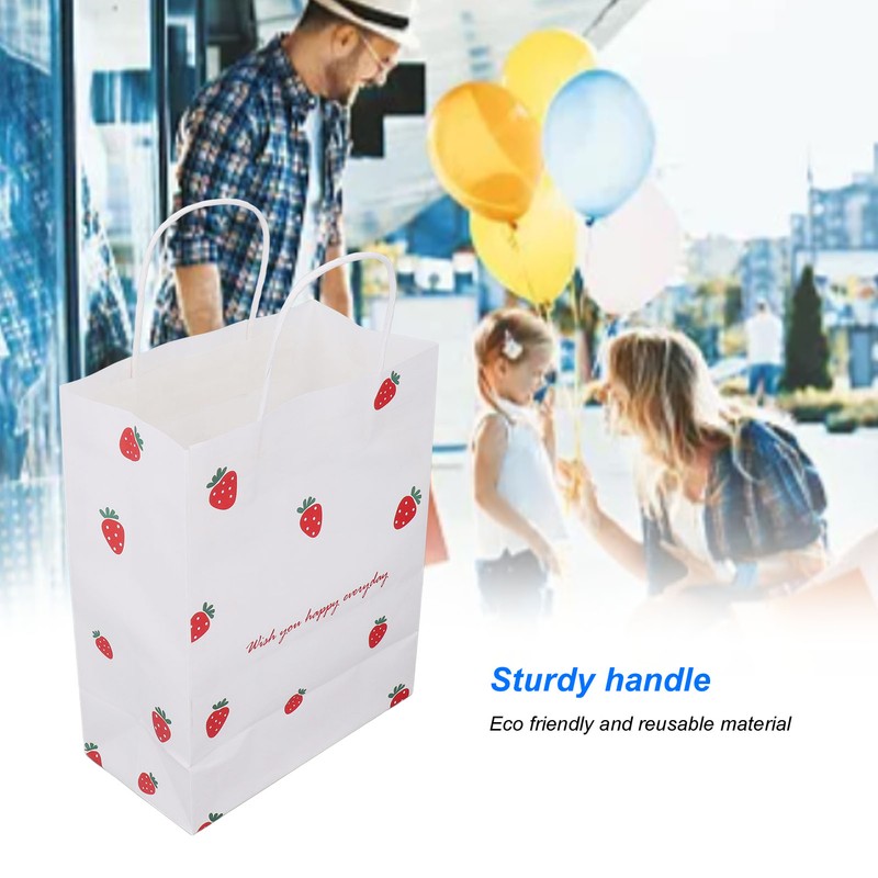 10Pcs Gift Bags Medium Size Reusable Odorless Strawberry Pattern Widely