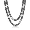 Black Figaro Chain for Men 9MM 18 inch Stainless Steel