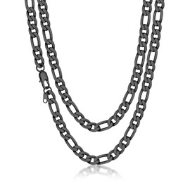 Black Figaro Chain for Men 9MM 18 inch Stainless Steel Figaro Link Chain Choker Necklace for Women