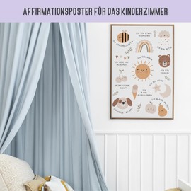 Affirmation Poster for Children, DIN A3, Poster Positive Beliefs for Children's Room, Poster Affirmation Gift for Birth, Christening, Children's Birthday Party (Sunshine & Happiness, DIN A3, Unframed)