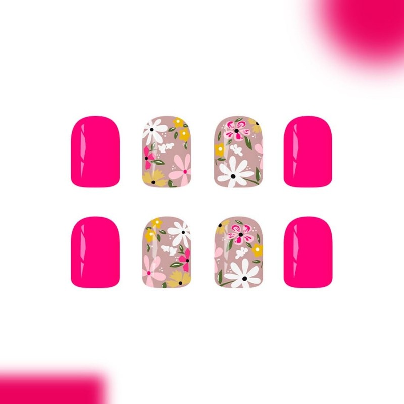 Pink Press on Nails Short Square Nails Press on with