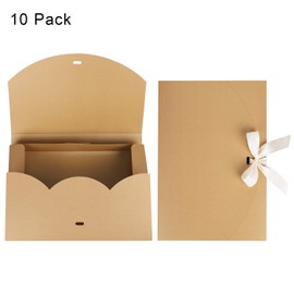 10Pack Paper Gift Box with Lid Ribbon Rectangle Flat Box Case 26x17.5x3CM DIY Present Case Jewellery Container Boxes for Christmas Birthday Shirt Scarf Panties Towels Accessories