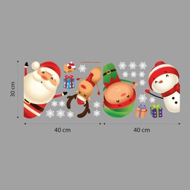 UVNT0212 Size 80 x 30 cm Christmas Window Stickers Stickers Christmas Kit Merry Christmas Happy New Year Happy New Year Transparent Removable Repositionable