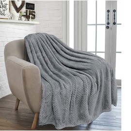 RayyanLinen Waffle Honey Comb Throw Blanket Super Soft Luxurious Versatile Sofa Bedspread Travel Throw (CHARCOAL GREY, SINGLE - 125 x 150CM)