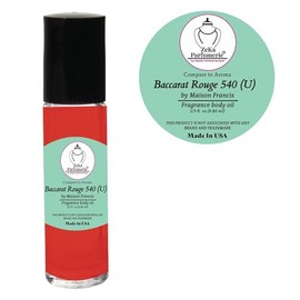 ZEKA PARFUMERIE Compare to Aroma and Compatible with Baccarat Rouge 540 by M. Francis for Woman and Men Fragrance Body Oil on 1/3 oz (9.86ml) size Roll-On Botlle