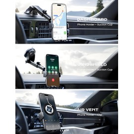 Automatic Clamping Car Holder Compatible for Fast Phone Wireless Charging (Air Vent, Dash Board & Windscreen) Strong Mounting 15 Watt with 360 Degree Rotation