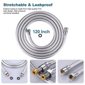 Aleasha Shower Hose, 120 Inches Extra Long Shower Head Hose Extension for Bathing Toilet Cleaning Dogs Bathing Chrome Handheld Shower Hose…