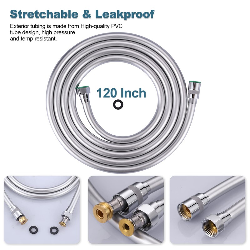 Aleasha Shower Hose, 120 Inches Extra Long Shower Head Hose