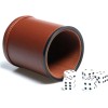 Leather Dice Cup Set Felt Lining Quiet Shaker with 5