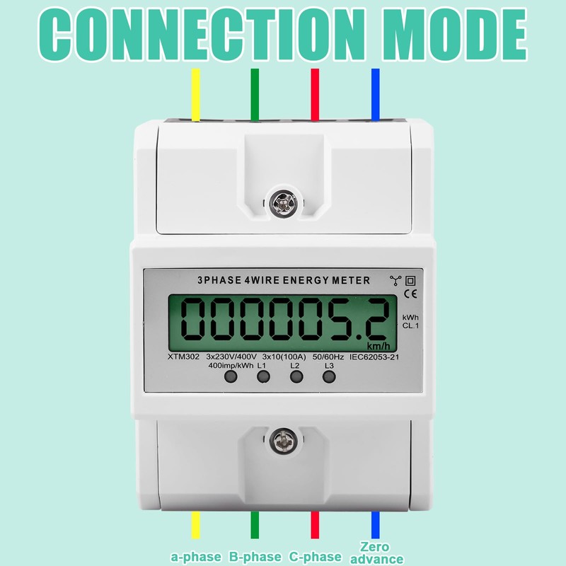 3 Phase Electricity Meter, 100 A Three-Phase Meter, Calibrated Electricity