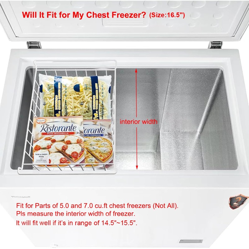 Orgneas 16.5" Chest Freezer Organizer Bins Deep Freezer Basket Storage