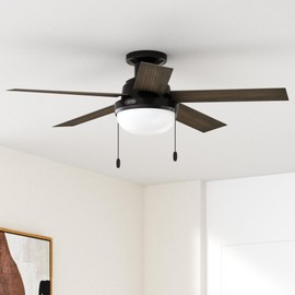 Hunter Fan 52 inch Low Profile Noble Bronze Indoor Ceiling Fan with LED Light Kit and Pull Chain (Renewed)