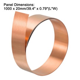 TA-VIGOR 1Pcs Copper Sheet Roll, 1000mm x 20mm x 1mm Pure Copper Strip Metal Foil Sheet Plate for Crafts Electrical DIY Projects