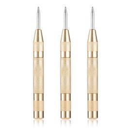 Yetaha 5-Inch Brass Automatic Center Punch, Adjustable Impact Spring Loaded Center Punch for Wood Metal Plastic Fixed Point & Car Window Glasses Break Tool, Knurled Steel Handle, Pack of 3