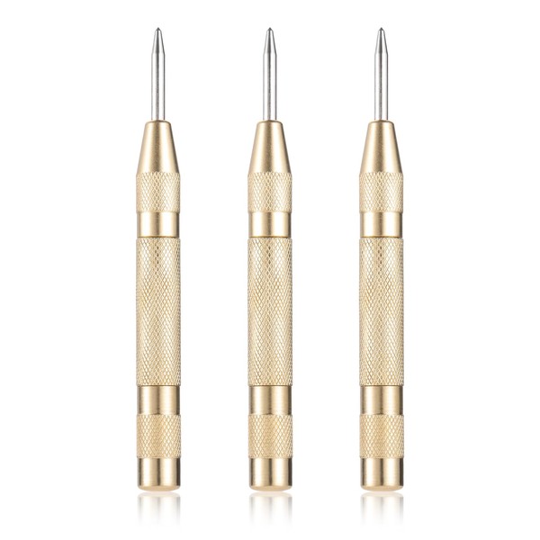 Yetaha 5-Inch Brass Automatic Center Punch, Adjustable Impact Spring Loaded