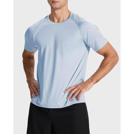 SNOWTEN Men's Sun Protection Shirts Lightweight Athletic Quick Dry Rash Guard Cooling Tee with Silver Ion Tech Sky Blue XL