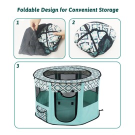 BNOSDM Rabbit Playpen with Zippered Top Portable Cat Play pens Cage Tent Kitten Foldable Pop Up playpen Indoor Outdoor Travel Use Exercise Yard Fence for Rabbits Kittens Cats