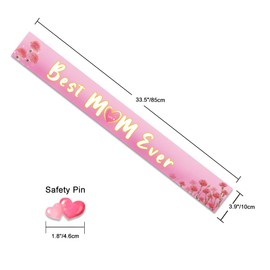 Birthday Gifts for Mom Happy Mother's Day Sash Birthday Party Decors, Mother's Day Gift Sash, Gift for Best Mom Ever- Pink Satin Sash, Gifts for Mom/Grandma/Wife/Aunt, Mother's Day Sash for Women