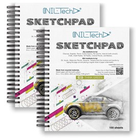 Premium White Paper Sketch Pad - 9x12 Inches 100 Sheets (68 lb/100gsm) Sketchbook Pad with Spiral Bound for Markers, Gel Pens, Colored Pencils, Chalk, Crayons, Acrylic Paint, Charcoal and Oil Pastels